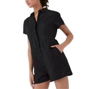 PACT Black Womens XS The Harbor Hemp Romper